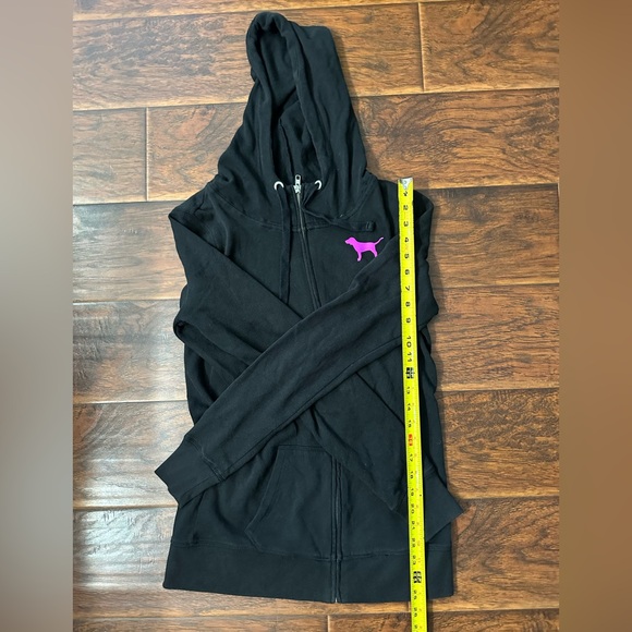 PINK by Victoria’s Secret, black and pink zip up hoodie size x-small - Picture 3 of 7